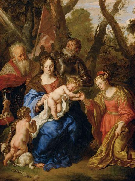 SANDRART, Joachim von Mystische Verlobung der Hl. Katharina und die Hll Spain oil painting art